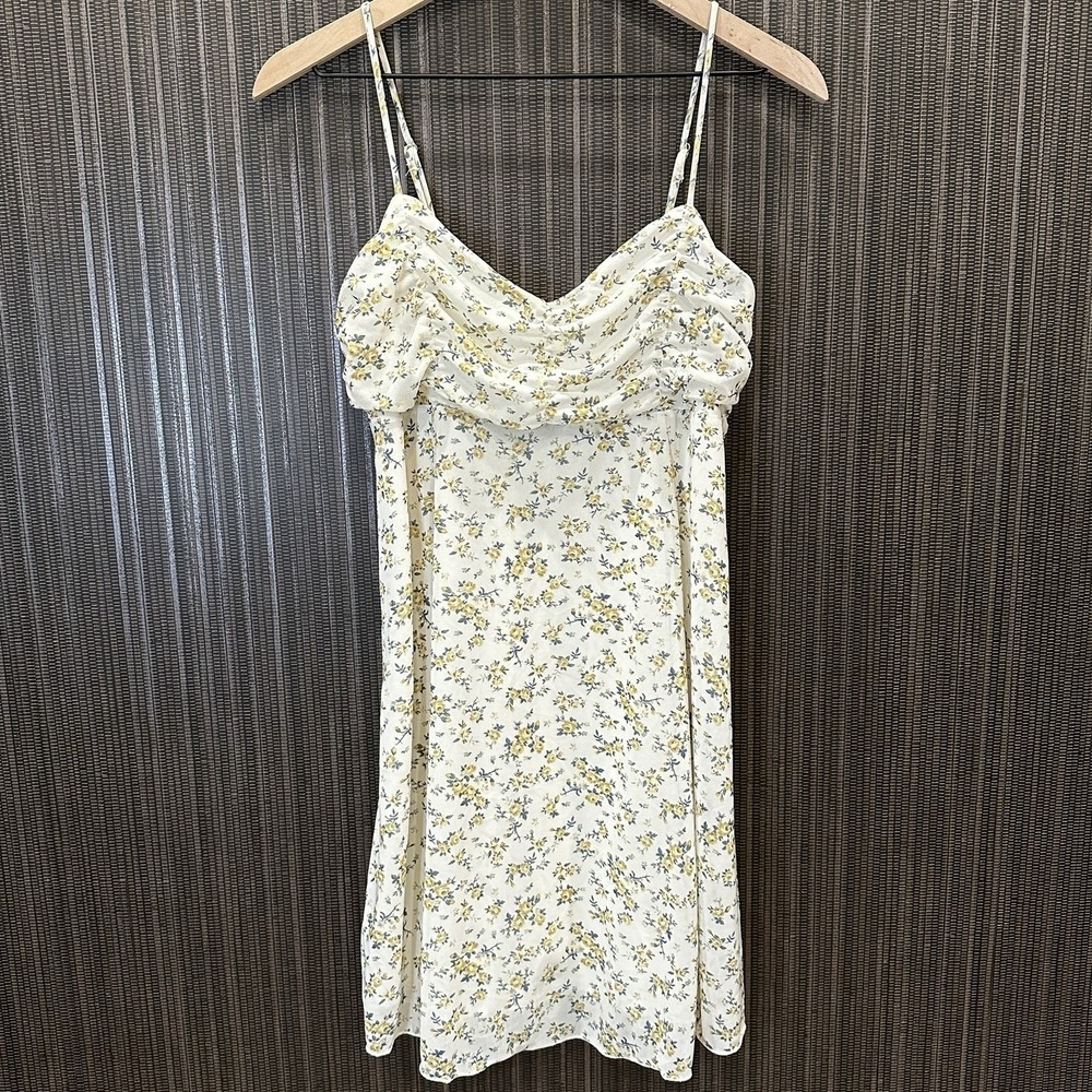 PRINCESS POLLY Womens Floral Ruched Mini Dress Size Large Cottagecore Boho Chic